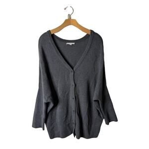 VETTA XS V-Neck Oversized Sweater Everyday Capsule Cardigan Dark Heather Grey